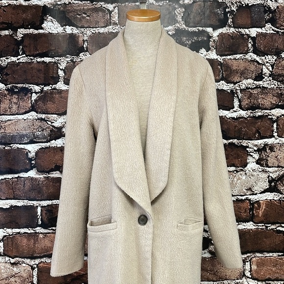 Waverly Grey libērant Pea Coat Womens 8 Cream Collar Button Textured Long Jacket - Picture 7 of 14